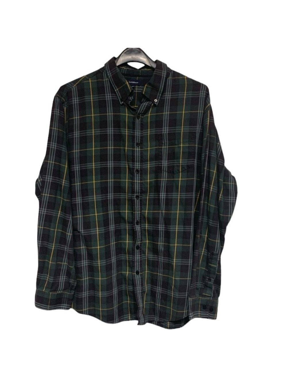 Croft & Barrow mens long sleeve dark green plaid button down shirt size XL